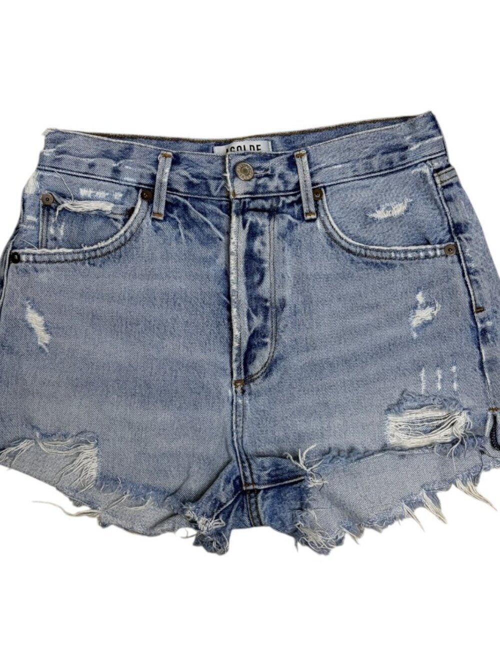AGOLDE Raw Hem Cut Off Summer Designer Denim Jean Shorts Womens 26" Waist